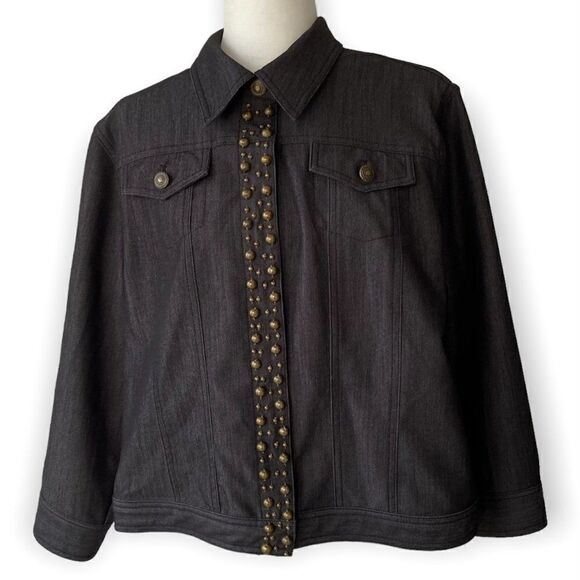 Ruby Road Womens Blue Snap Front Embellished Jacket SZ 18 - Picture 11 of 11